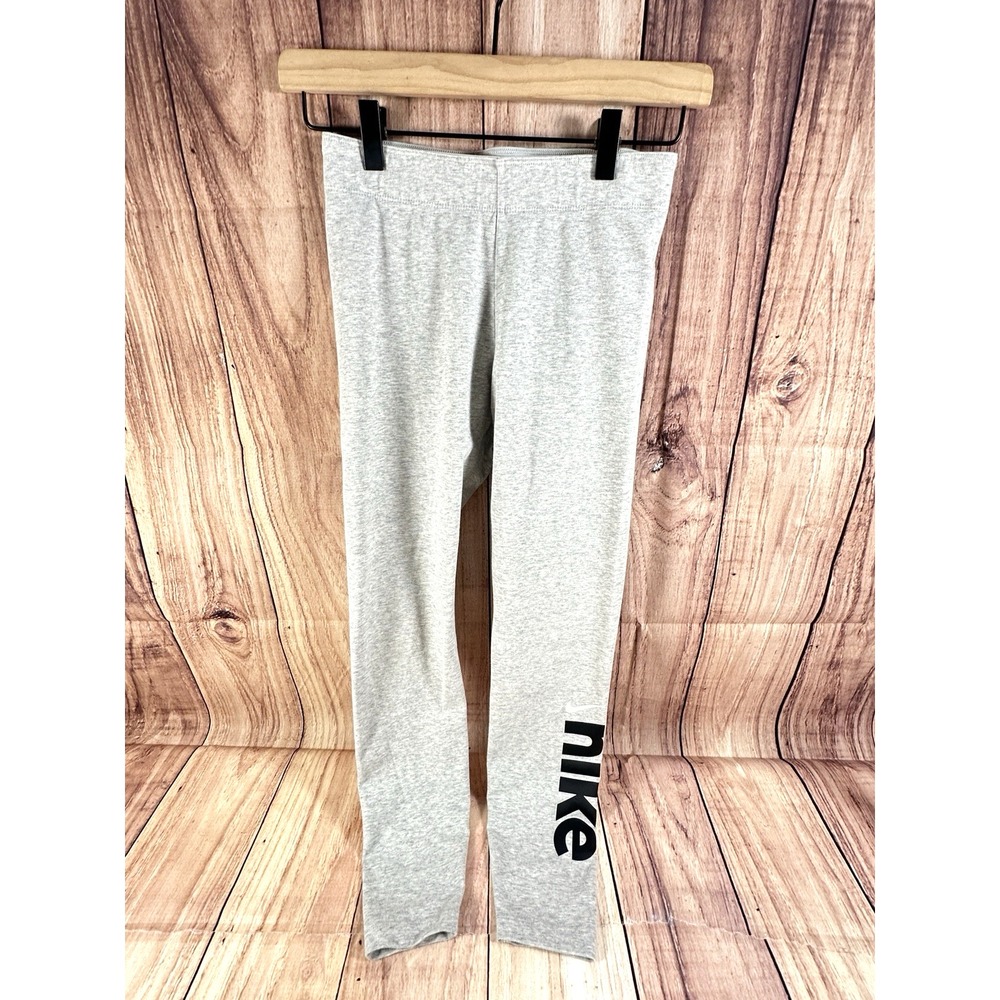 Nike Womens Varsity Swoosh Leggings Gray Logo Ankle Length SMALL